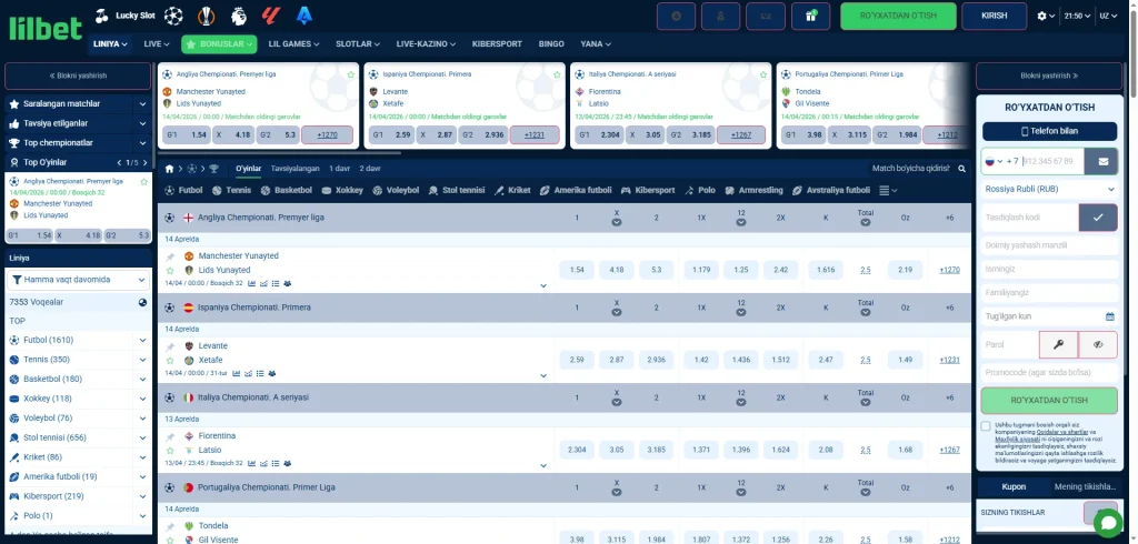 Lilbet Uzbekiston bukmekerlik kontorasi